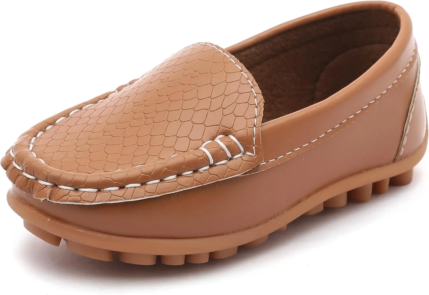 Boys Loafers PU Leather Slip-On Toddler Dress Shoes Non-Slip Sole Kids Moccasins for School Events and Daily Wear