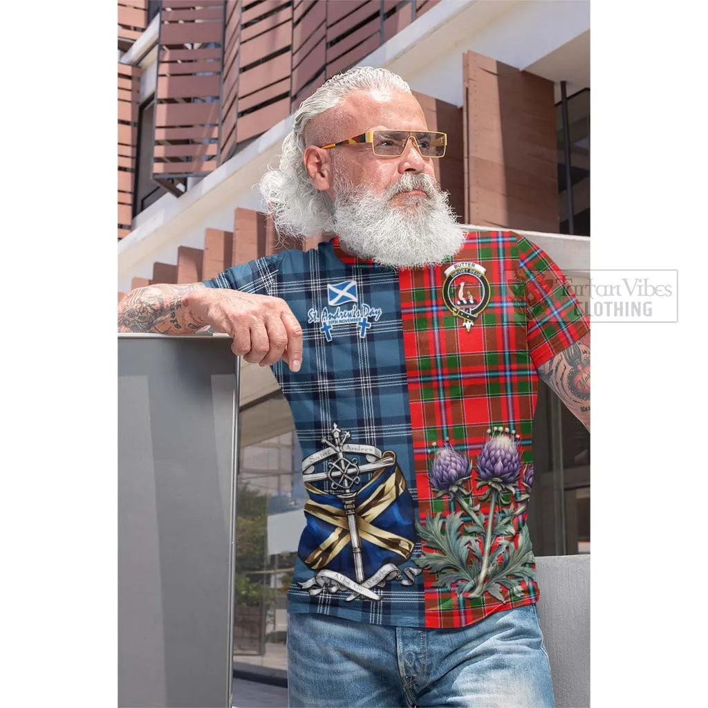 Butter Tartan Cotton T-shirt Happy St. Andrew's Day Half Tartan Style