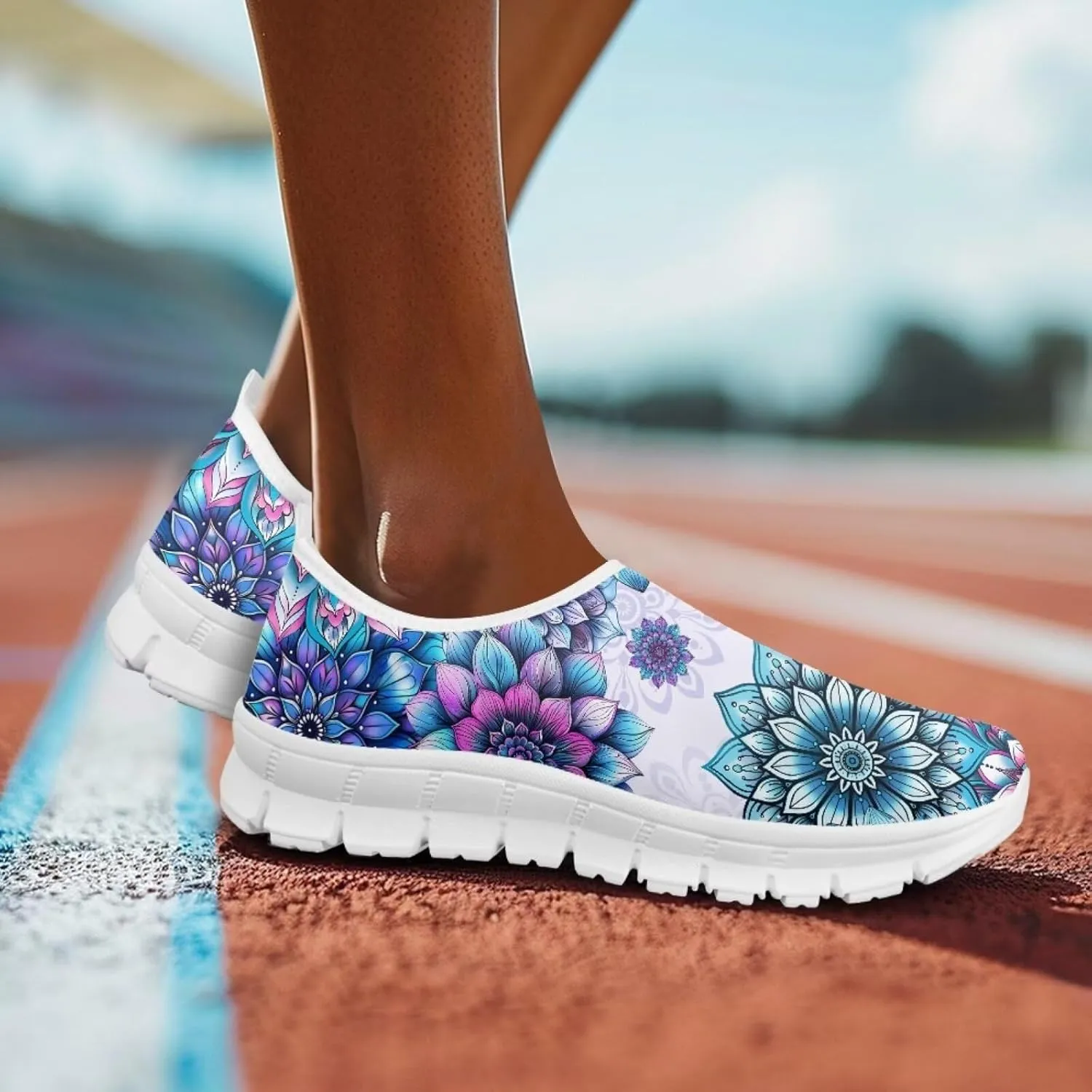 Coloranimal Flats for Women Slip On Shoes Comfortable Travel Shoes Casual Walking Shoes Low Cut Mesh Asports Sneakers