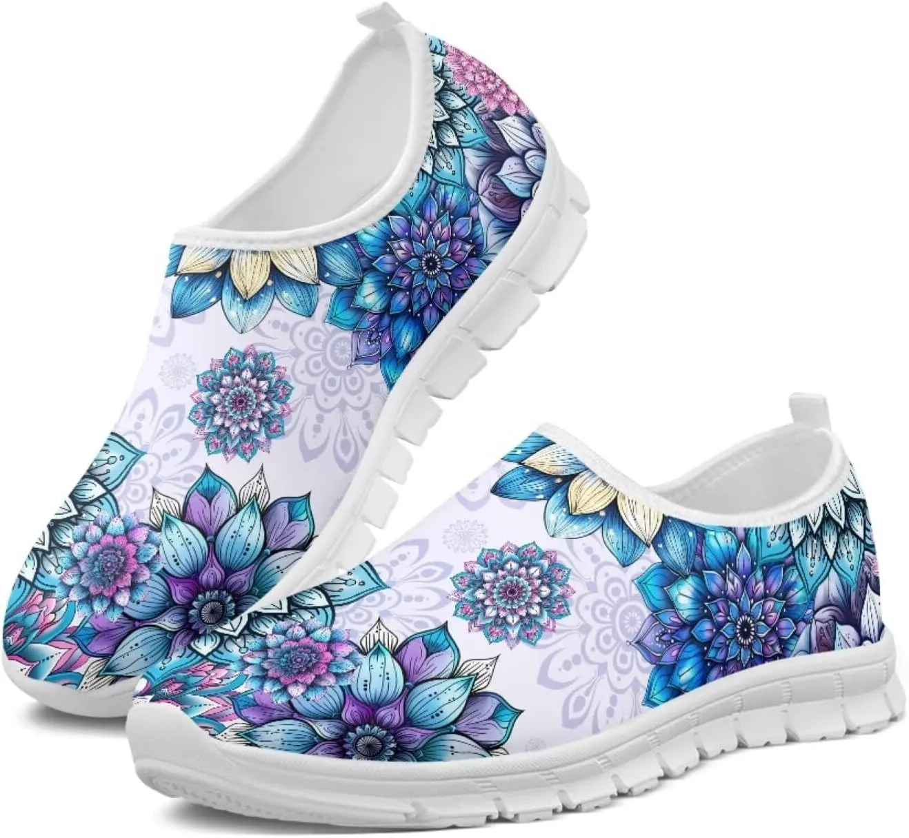 Coloranimal Flats for Women Slip On Shoes Comfortable Travel Shoes Casual Walking Shoes Low Cut Mesh Asports Sneakers