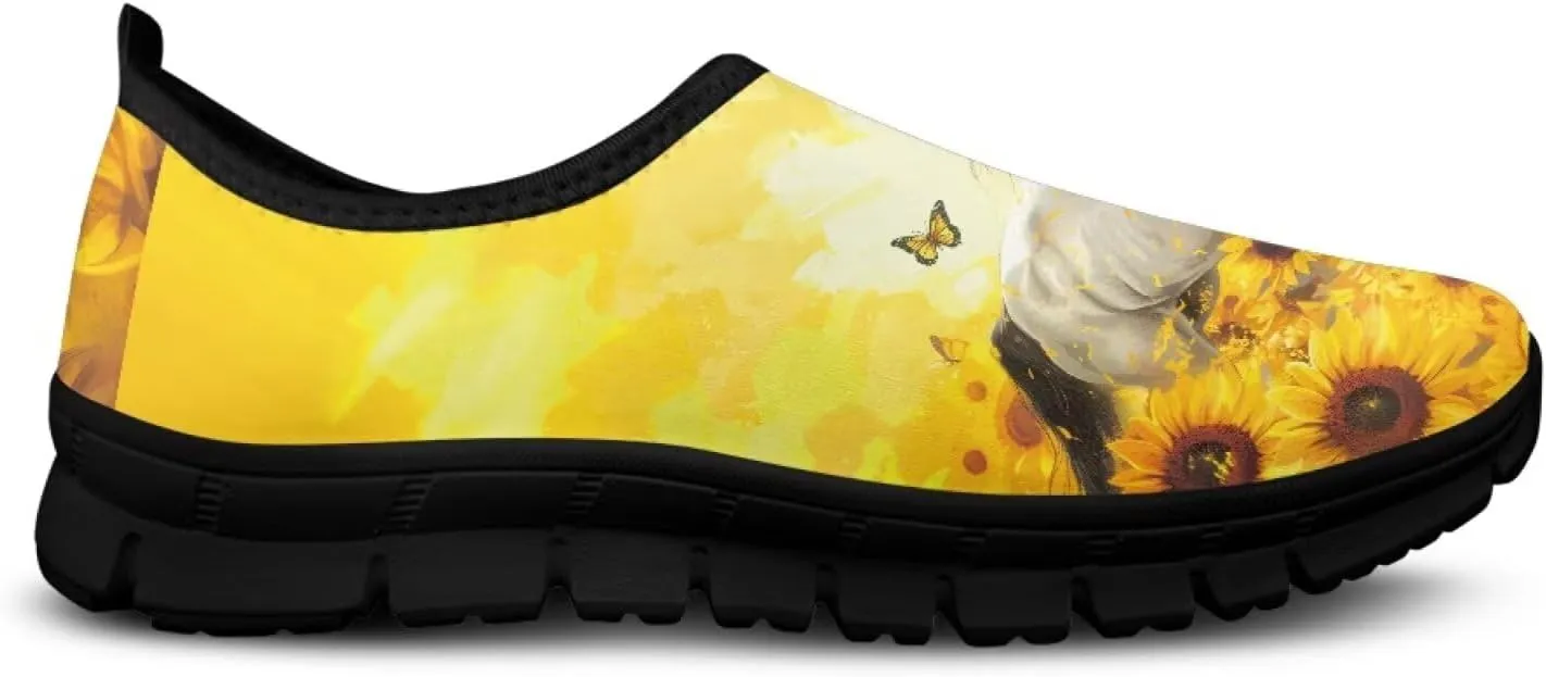 Cute Animals Sneakers for Women Low-Cut Casual Flats Breathable Mesh Loafers Shoes Slip on Athletic Shoes