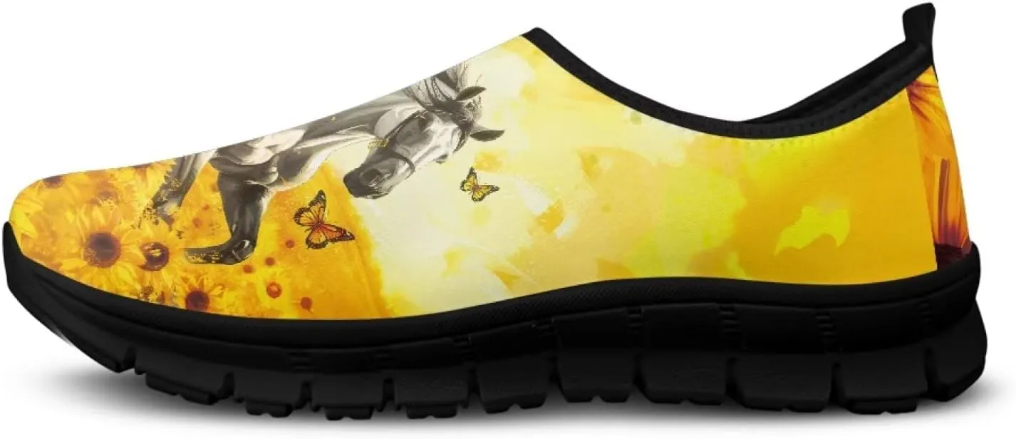 Cute Animals Sneakers for Women Low-Cut Casual Flats Breathable Mesh Loafers Shoes Slip on Athletic Shoes