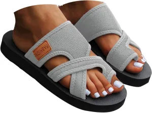 Eduavar Sandals for Women 2025 Dressy Orthopedic Slides Slip on Arch Support Flip Flops Comfortable Summer Beach Slippers