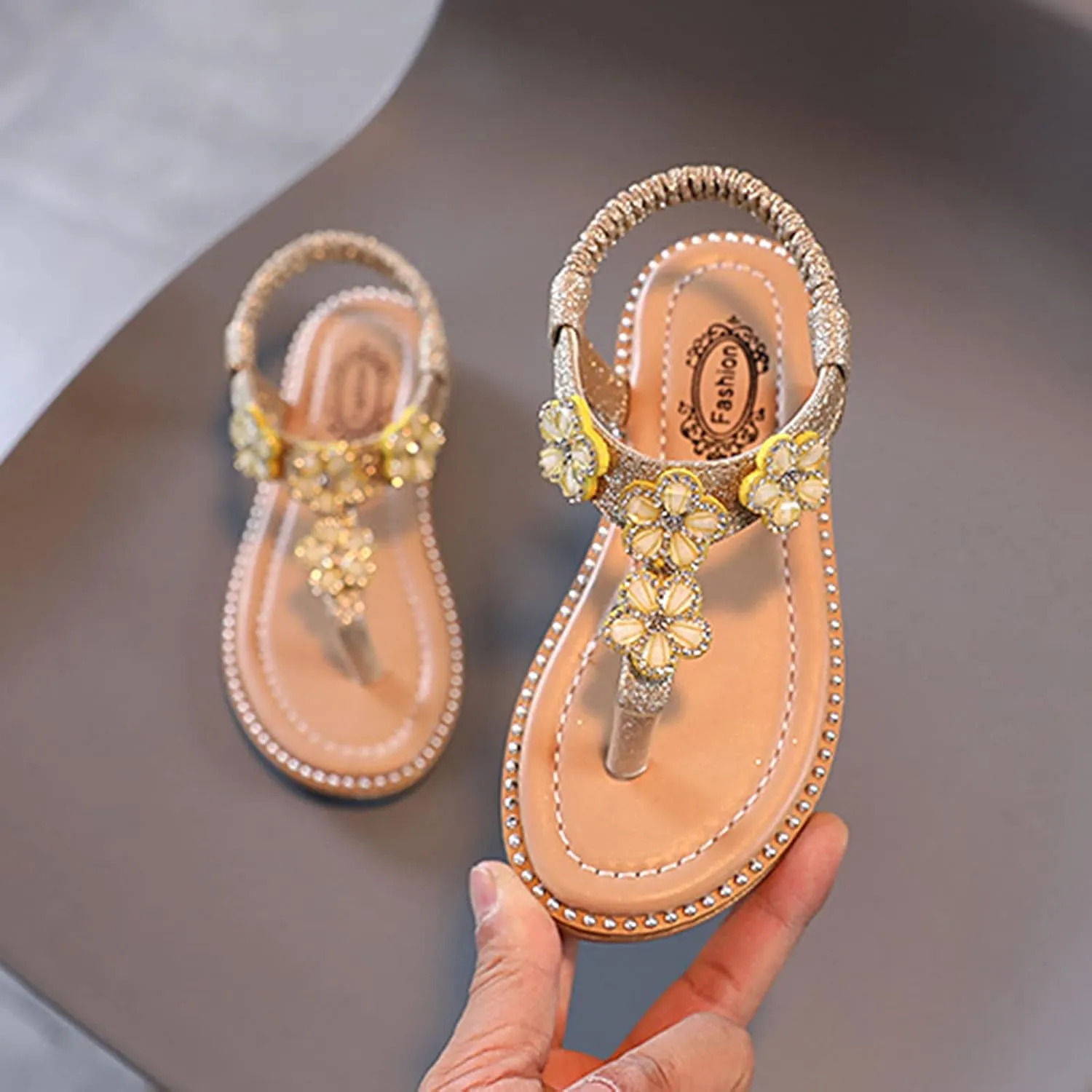 Girls' Thong Sandals Toddler Infant Kids Baby Girls Floral Crystal Bling Flip Flop Shoes Sandals 12Months