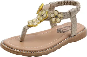 Girls' Thong Sandals Toddler Infant Kids Baby Girls Floral Crystal Bling Flip Flop Shoes Sandals 12Months
