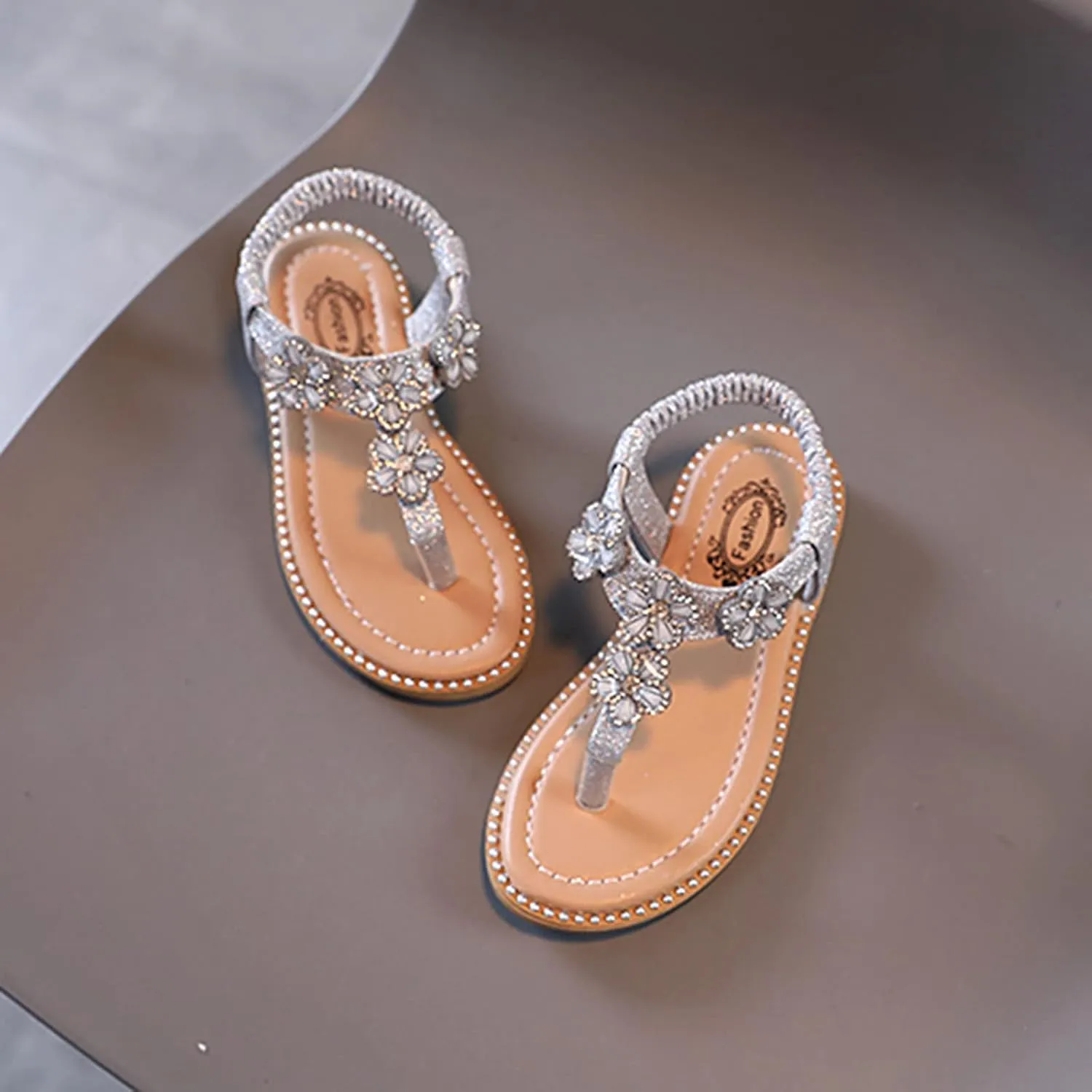 Girls' Thong Sandals Toddler Infant Kids Baby Girls Floral Crystal Bling Flip Flop Shoes Sandals 12Months