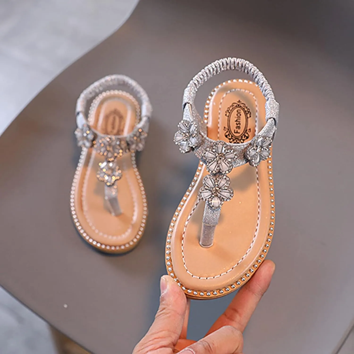 Girls' Thong Sandals Toddler Infant Kids Baby Girls Floral Crystal Bling Flip Flop Shoes Sandals 12Months