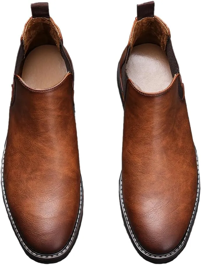 Harssidanzar Men Chelsea Ankle Boots Casual Dress Boots Ankle Classic Slip on Boots KM303US