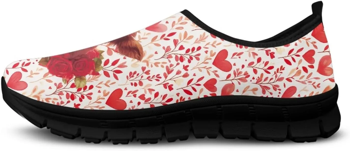 Heart Casual Sneakers for Women Show Loves Slip on Loafers with Arch Support Low Cut Shoes Valentine's