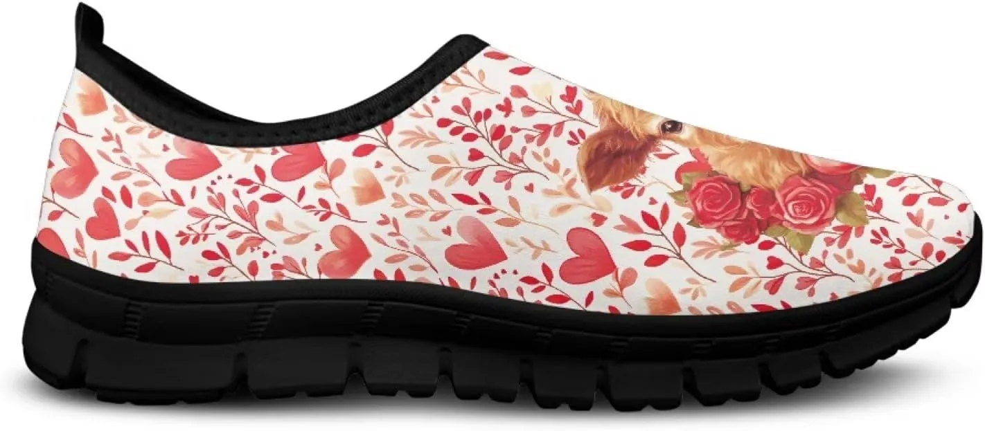 Heart Casual Sneakers for Women Show Loves Slip on Loafers with Arch Support Low Cut Shoes Valentine's