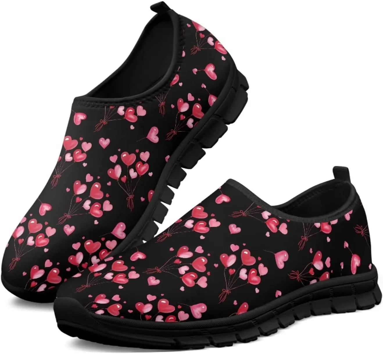 Heart Casual Sneakers for Women Show Loves Slip on Loafers with Arch Support Low Cut Shoes Valentine's