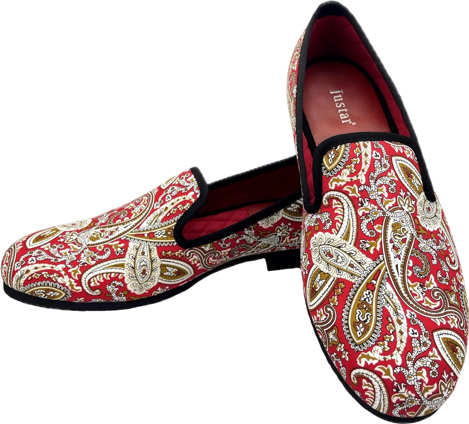 Justar Men's Designer Loafers Casual Leather Dress Shoes Evening Slip On Printed Smoking Slippers Driving Flats Blue Red