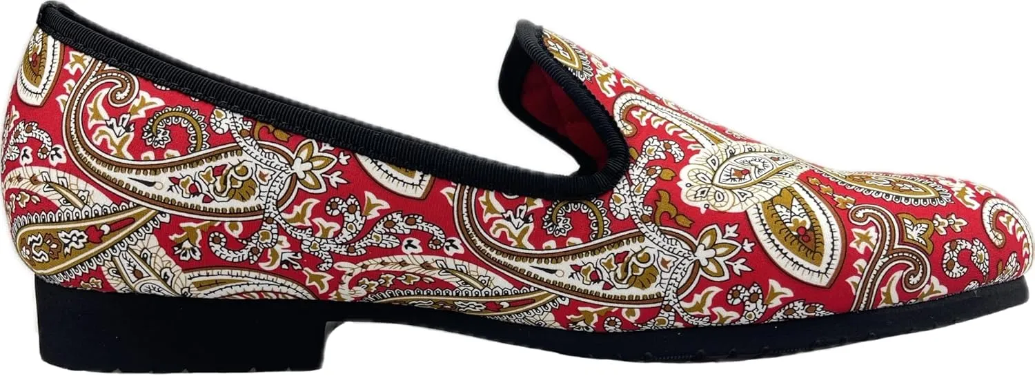 Justar Men's Designer Loafers Casual Leather Dress Shoes Evening Slip On Printed Smoking Slippers Driving Flats Blue Red