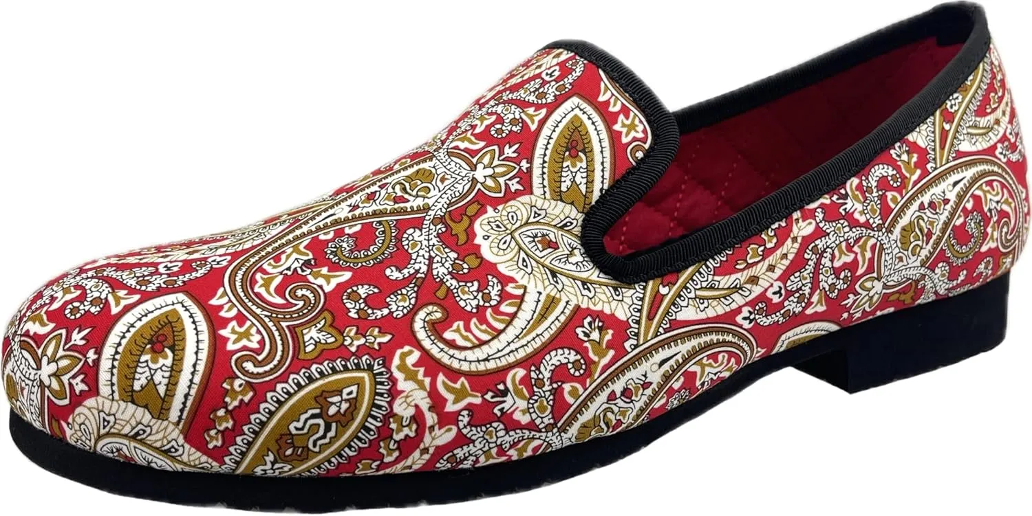 Justar Men's Designer Loafers Casual Leather Dress Shoes Evening Slip On Printed Smoking Slippers Driving Flats Blue Red