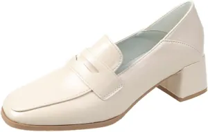Loafers for Women Women’s Thick-Soled Casual Loafers PU Leather College Style Designer Heels for Girls