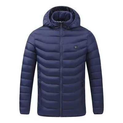 Men Winter Warm USB Smart Thermostat  Heated  Waterproof Hoodie Jacket