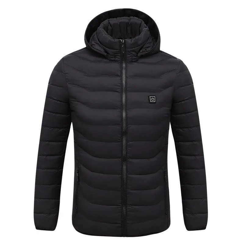Men Winter Warm USB Smart Thermostat  Heated  Waterproof Hoodie Jacket