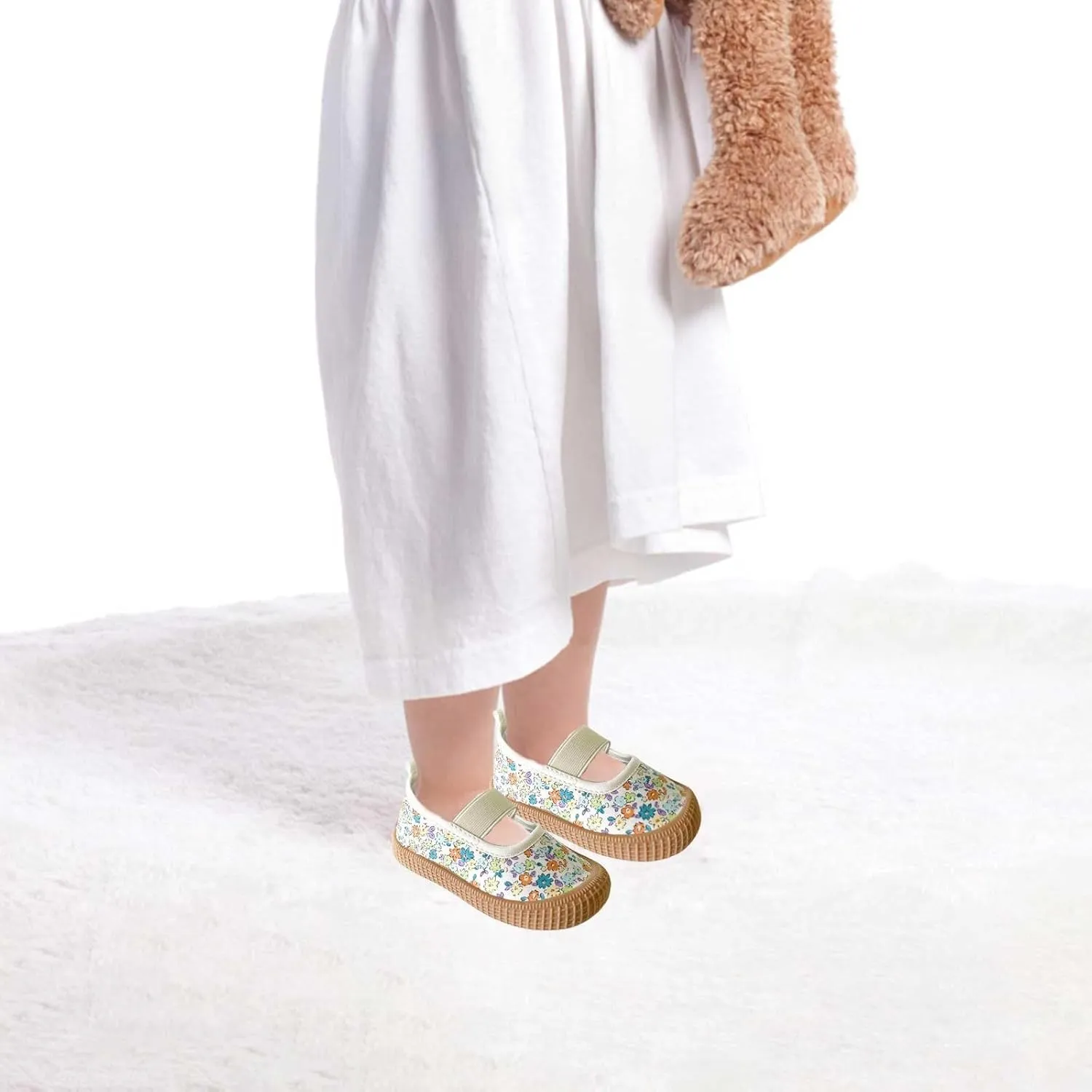 Toddler Baby Girls Canvas Shoes Slip On Sneakers Kids Mary Jane Shoes Tennis Shoes Loafers for Little Kids Flat