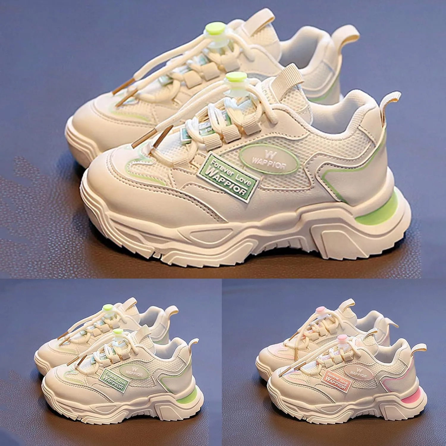 Toddler Kids Lightweight Comfortable Sneakers Boys Girls Fashion Thick Sole Non Slip Mesh Breathable School Shoes