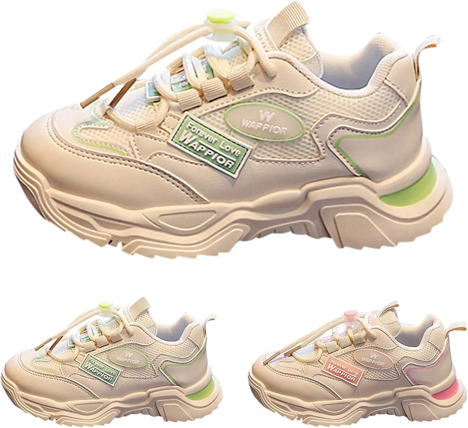 Toddler Kids Lightweight Comfortable Sneakers Boys Girls Fashion Thick Sole Non Slip Mesh Breathable School Shoes