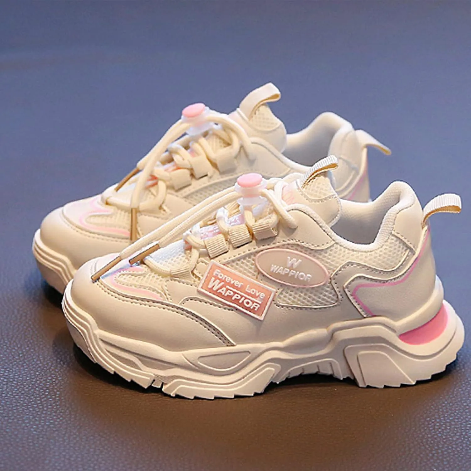 Toddler Kids Lightweight Comfortable Sneakers Boys Girls Fashion Thick Sole Non Slip Mesh Breathable School Shoes