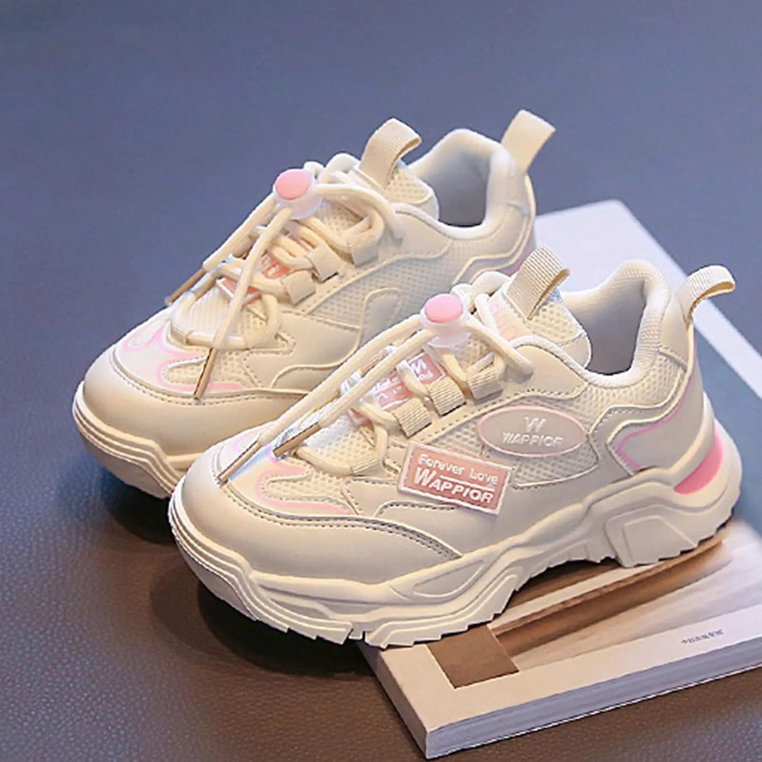 Toddler Kids Lightweight Comfortable Sneakers Boys Girls Fashion Thick Sole Non Slip Mesh Breathable School Shoes