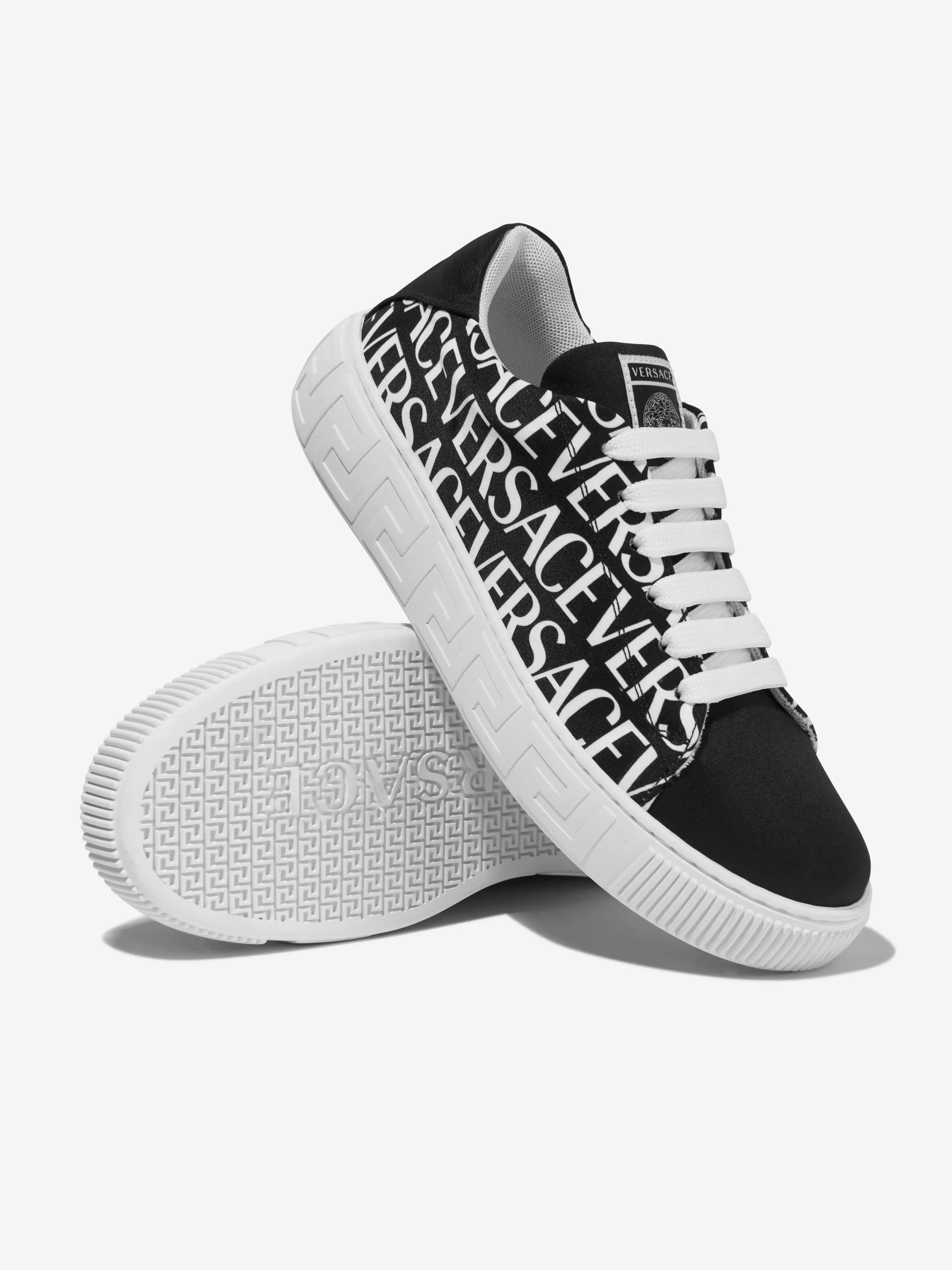 Versace Kids La Greca Logo Trainers in Black