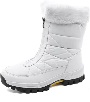 Womens Mid-Calf Snow Boots,Waterproof Warm Plush Lined Outdoor Snow Boots,Round Toe Mid Calf Outdoor Winter Snow Boot