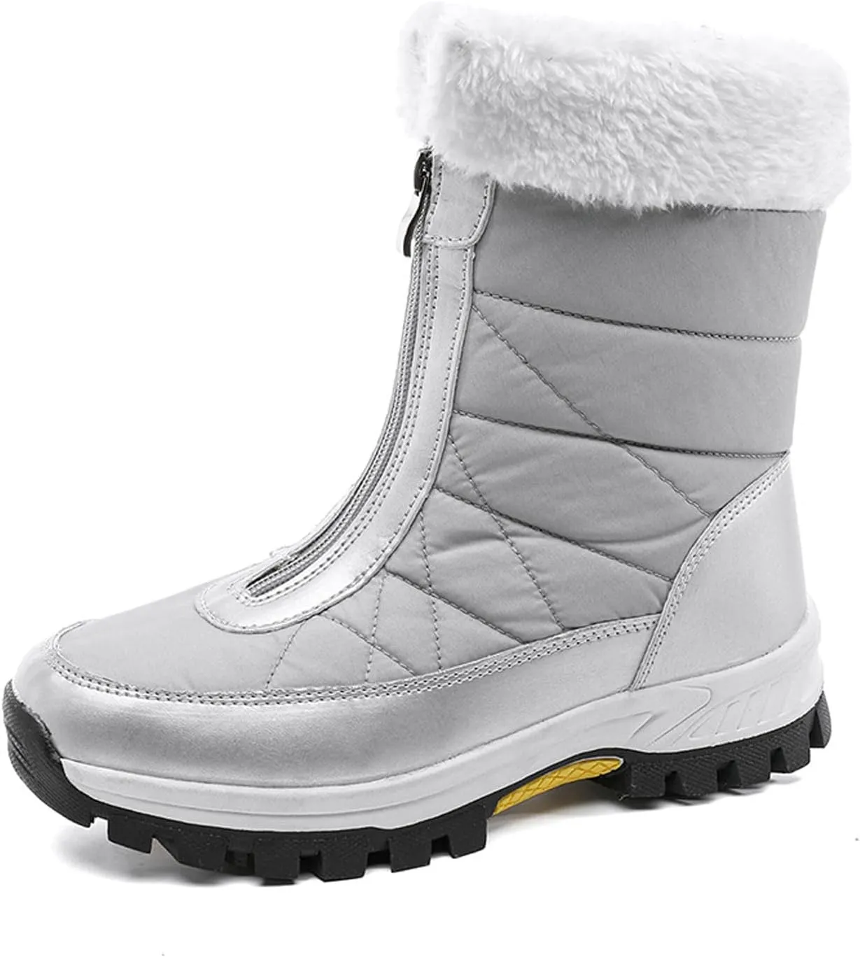 Womens Mid-Calf Snow Boots,Waterproof Warm Plush Lined Outdoor Snow Boots,Round Toe Mid Calf Outdoor Winter Snow Boot